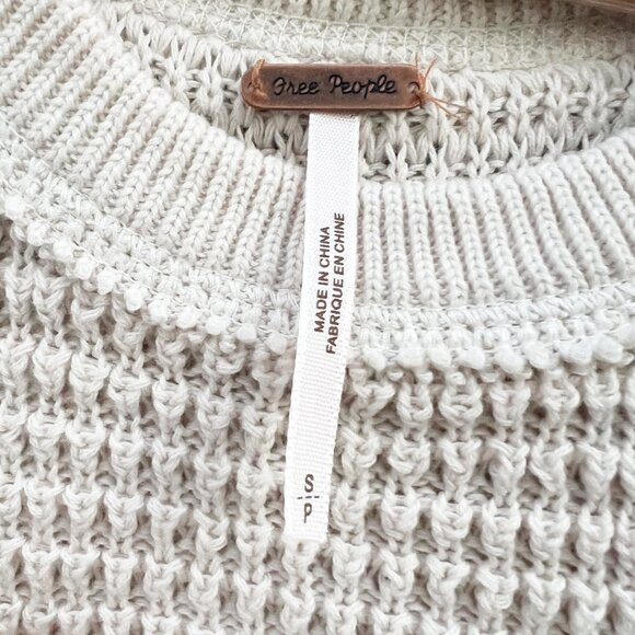 🆕 NWOT Free People | Sunrise Sunset Cold Shoulder Waffle Knit Sweater Top | S - Picture 8 of 13
